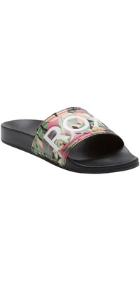 2024 Roxy Slippy Slider-sandaler Til Kvinder ARJL100679 - Black / Pink / Soft Lime